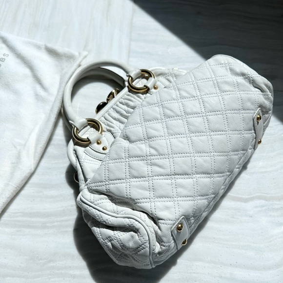 WHITE Quilted Leather Marc Jacobs Stam Bag with chain strap - Picture 13 of 16